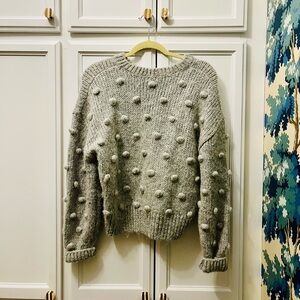 & Other Stories Alpaca Wool Gray Pom-Pom Sweater